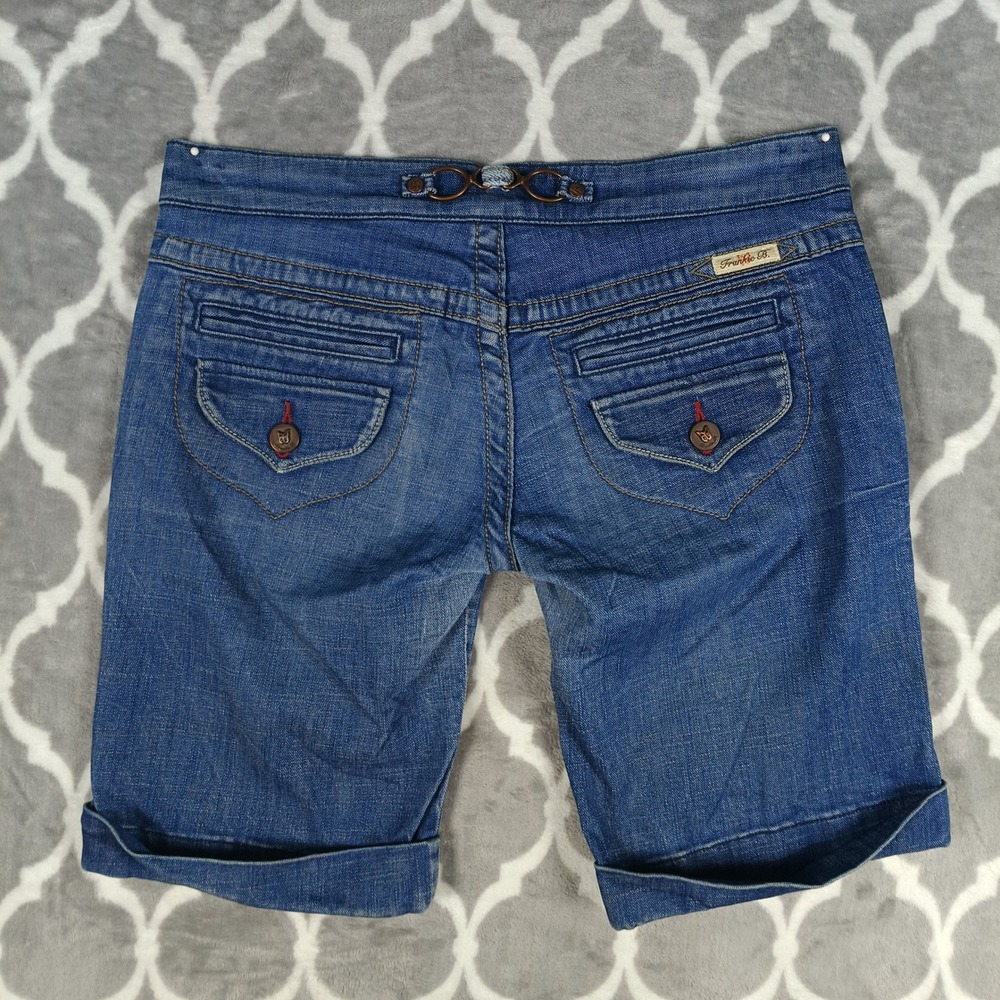 Frankie B. Jeans Shorts Womens 6 Blue Bermuda Cuffed Low Rise Y2K